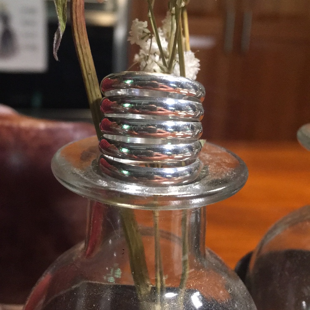 Sterling Silver Ring, Five Connected Wide Bands - image 1